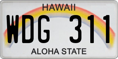 HI license plate WDG311