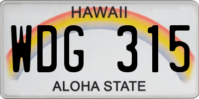 HI license plate WDG315