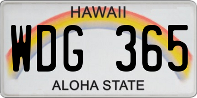 HI license plate WDG365