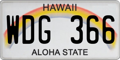 HI license plate WDG366