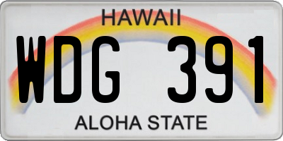 HI license plate WDG391