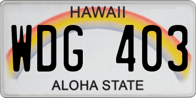 HI license plate WDG403