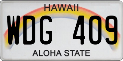 HI license plate WDG409