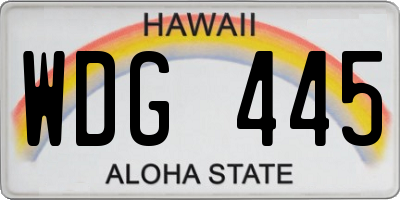 HI license plate WDG445
