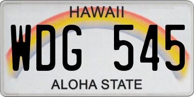 HI license plate WDG545