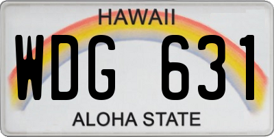 HI license plate WDG631