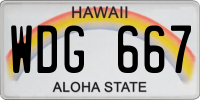 HI license plate WDG667