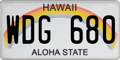 HI license plate WDG680