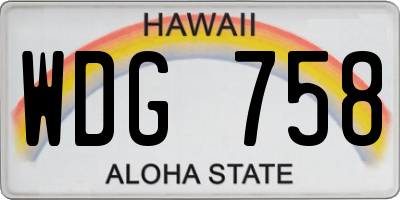 HI license plate WDG758