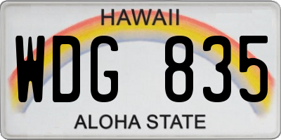 HI license plate WDG835