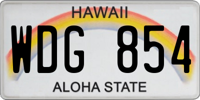 HI license plate WDG854