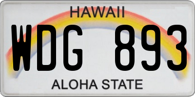 HI license plate WDG893