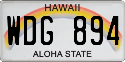HI license plate WDG894