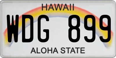 HI license plate WDG899