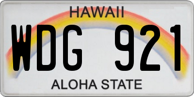 HI license plate WDG921