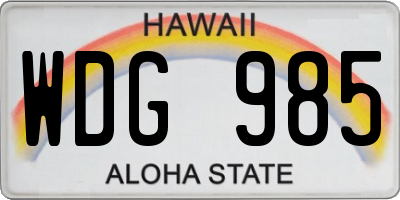 HI license plate WDG985