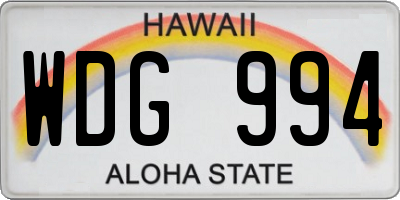 HI license plate WDG994