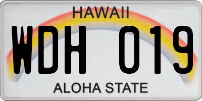 HI license plate WDH019