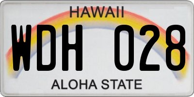 HI license plate WDH028