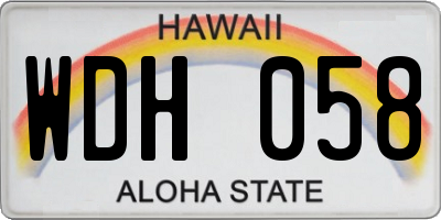 HI license plate WDH058