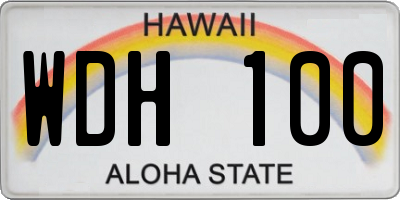 HI license plate WDH100