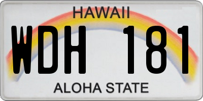 HI license plate WDH181