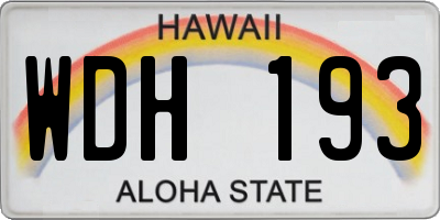 HI license plate WDH193