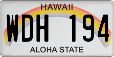 HI license plate WDH194