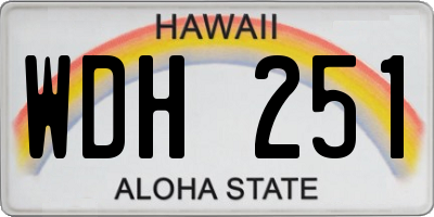 HI license plate WDH251