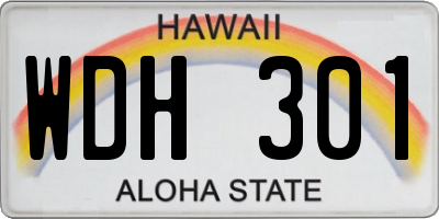 HI license plate WDH301