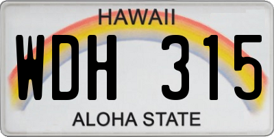 HI license plate WDH315