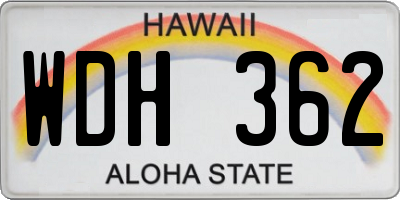 HI license plate WDH362