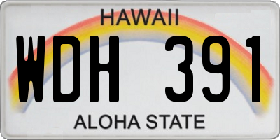 HI license plate WDH391