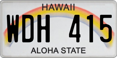HI license plate WDH415