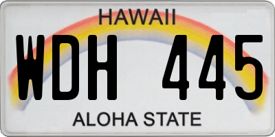 HI license plate WDH445