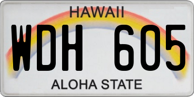 HI license plate WDH605