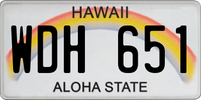 HI license plate WDH651