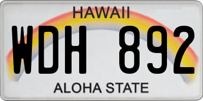 HI license plate WDH892