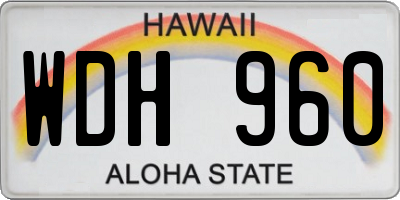 HI license plate WDH960