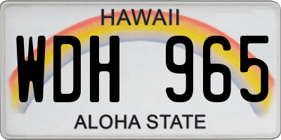 HI license plate WDH965
