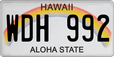 HI license plate WDH992