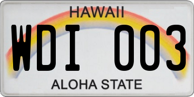 HI license plate WDI003