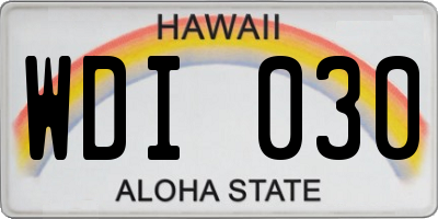 HI license plate WDI030