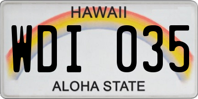 HI license plate WDI035