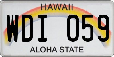 HI license plate WDI059
