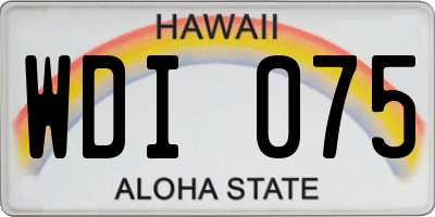 HI license plate WDI075