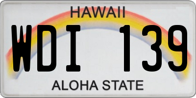 HI license plate WDI139