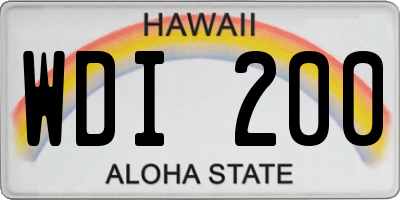 HI license plate WDI200