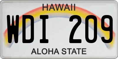 HI license plate WDI209
