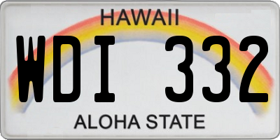 HI license plate WDI332